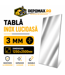 Tabla inox lucioasa BA, 3 x 1250 x 2500 mm, 3.125 mp Tabla inox lucioasa BA, 3 x 1250 x 2500 mm, 3.125 mp